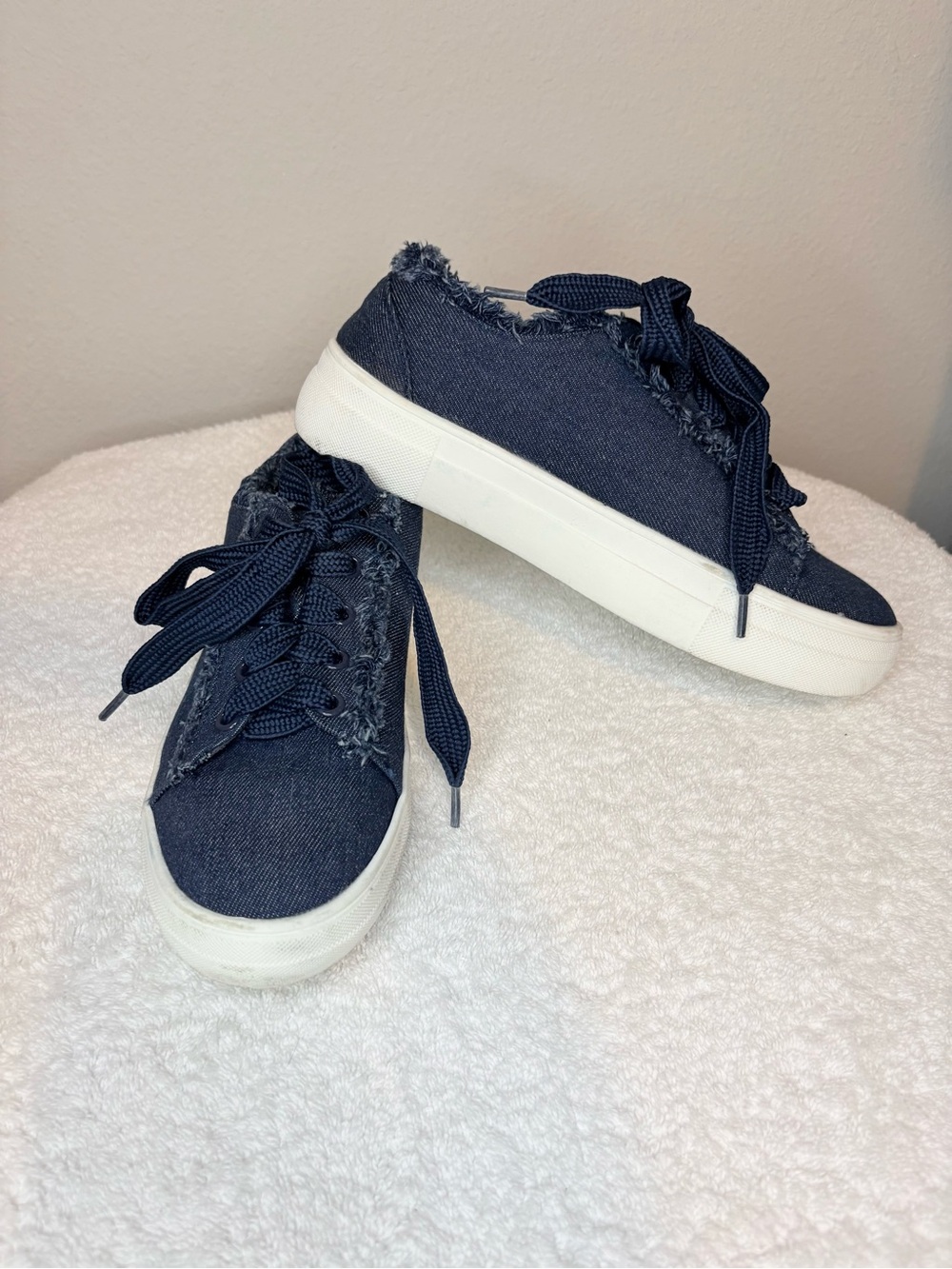 Women’s Navy Blue Denim Sneakers with White Sole